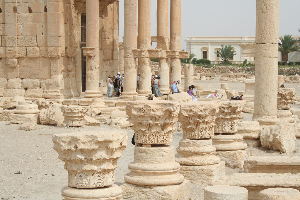 Palmyra - columns in S. courtyard of Temple of Baal-Shamin