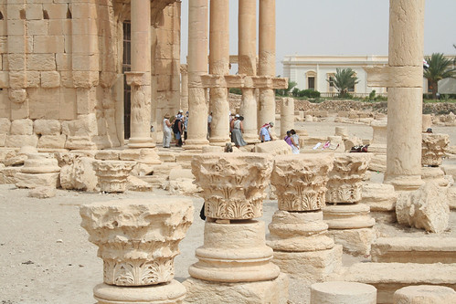 Palmyra - columns in S. courtyard of Temple of Baal-Shamin