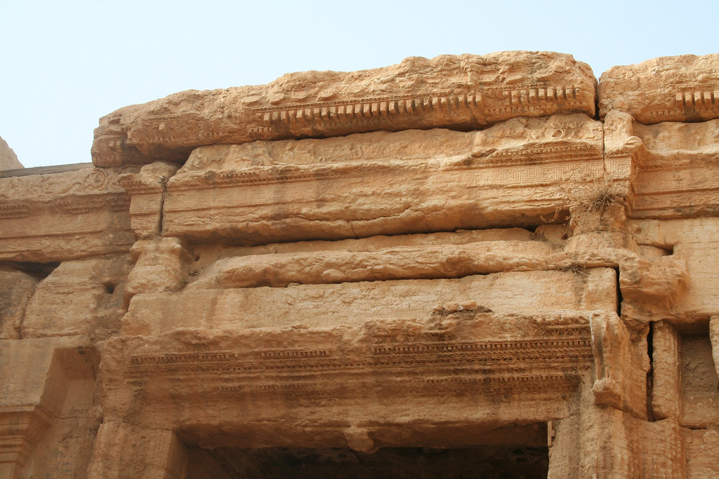 Palmyra - Temple of Bel north adyton door frame and odd truncated aedicule