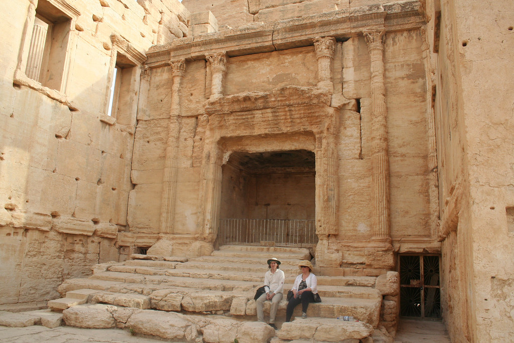 Palmyra - Temple of Bel cella south adyton steps and facade - Susan and Chris B.
