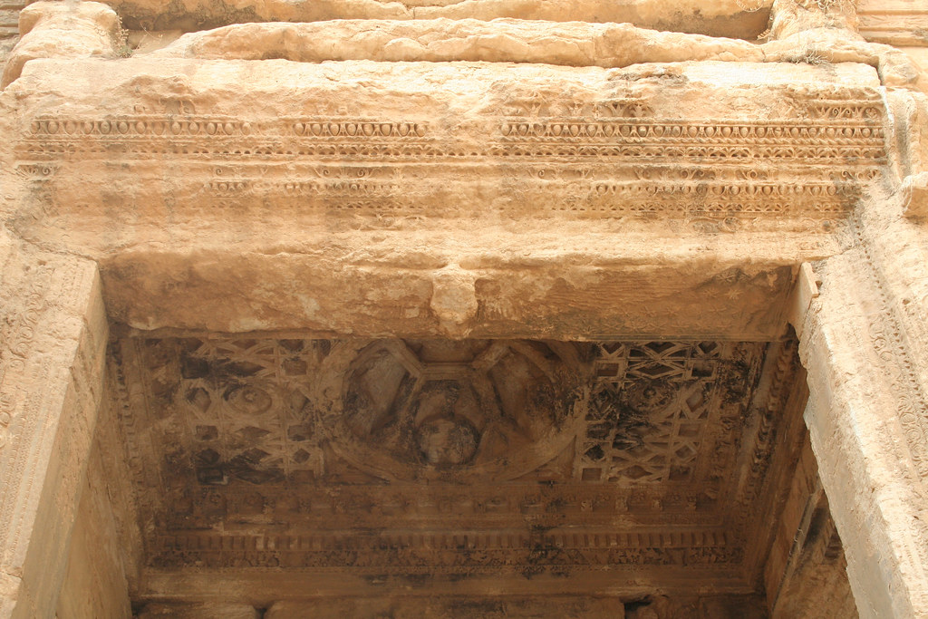Palmyra - Temple of Bel cella north adyton ceiling with eagle on lintel soffit