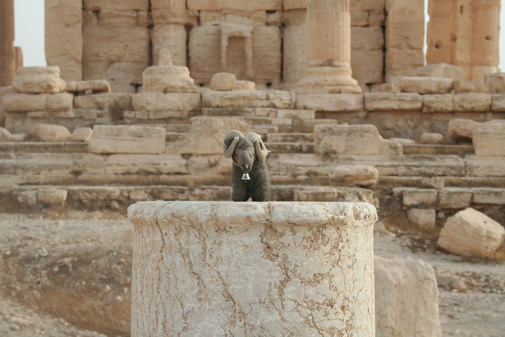 Palmyra - Temple of Bel - Euelpides on a column to N. of cella